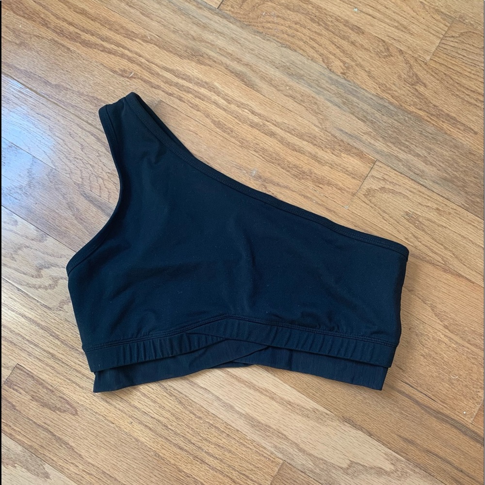 Fabletics black one shoulder sports bra